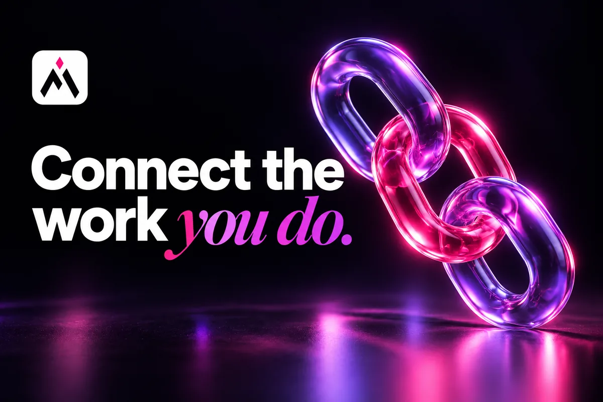 Three linked glass rings. Cover: Connect the work you do.
